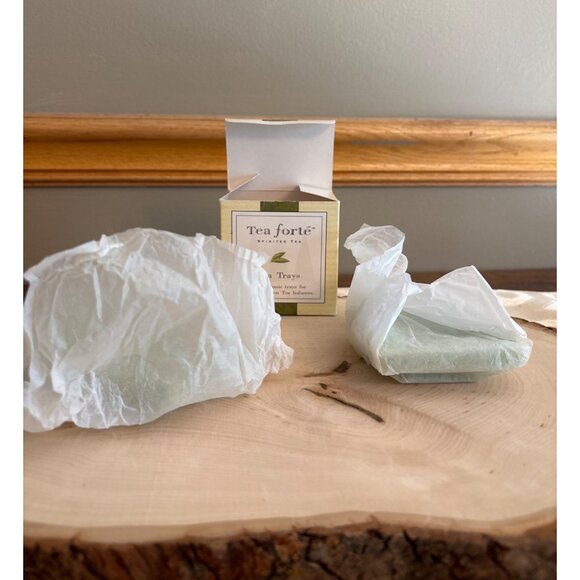 Tea Forté Spirited Tea Tray Set 2-Piece Ceramic For Silken Tea Infusers Green & - Picture 6 of 10